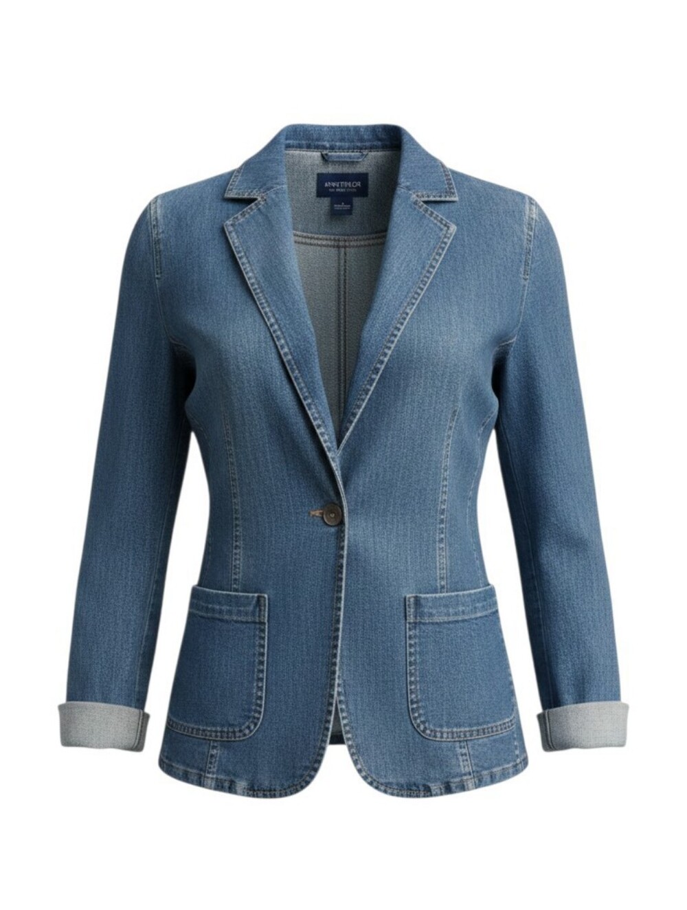 Ann Taylor Mid Blue Denim Blazer Jacket